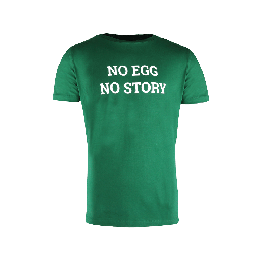 Grünes T-Shirt "No Egg No Story"