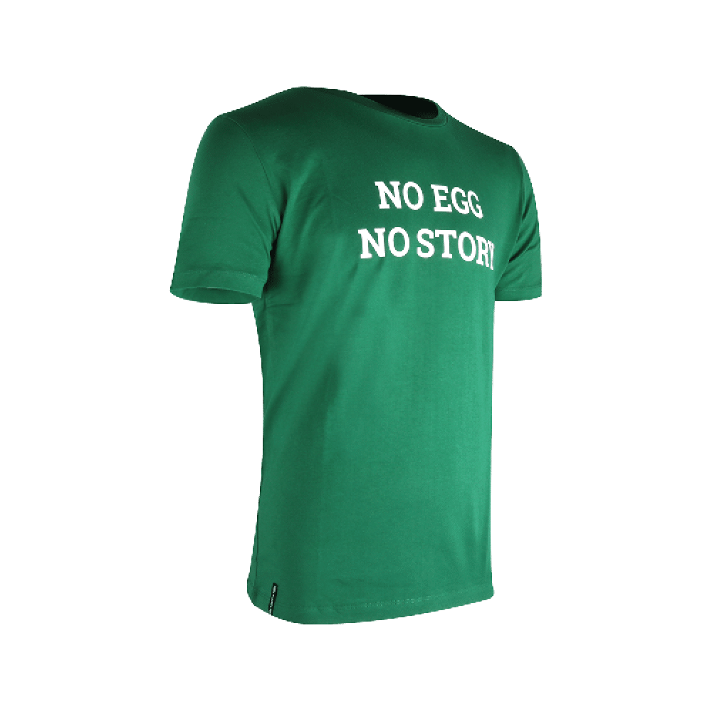 Grünes T-Shirt "No Egg No Story"