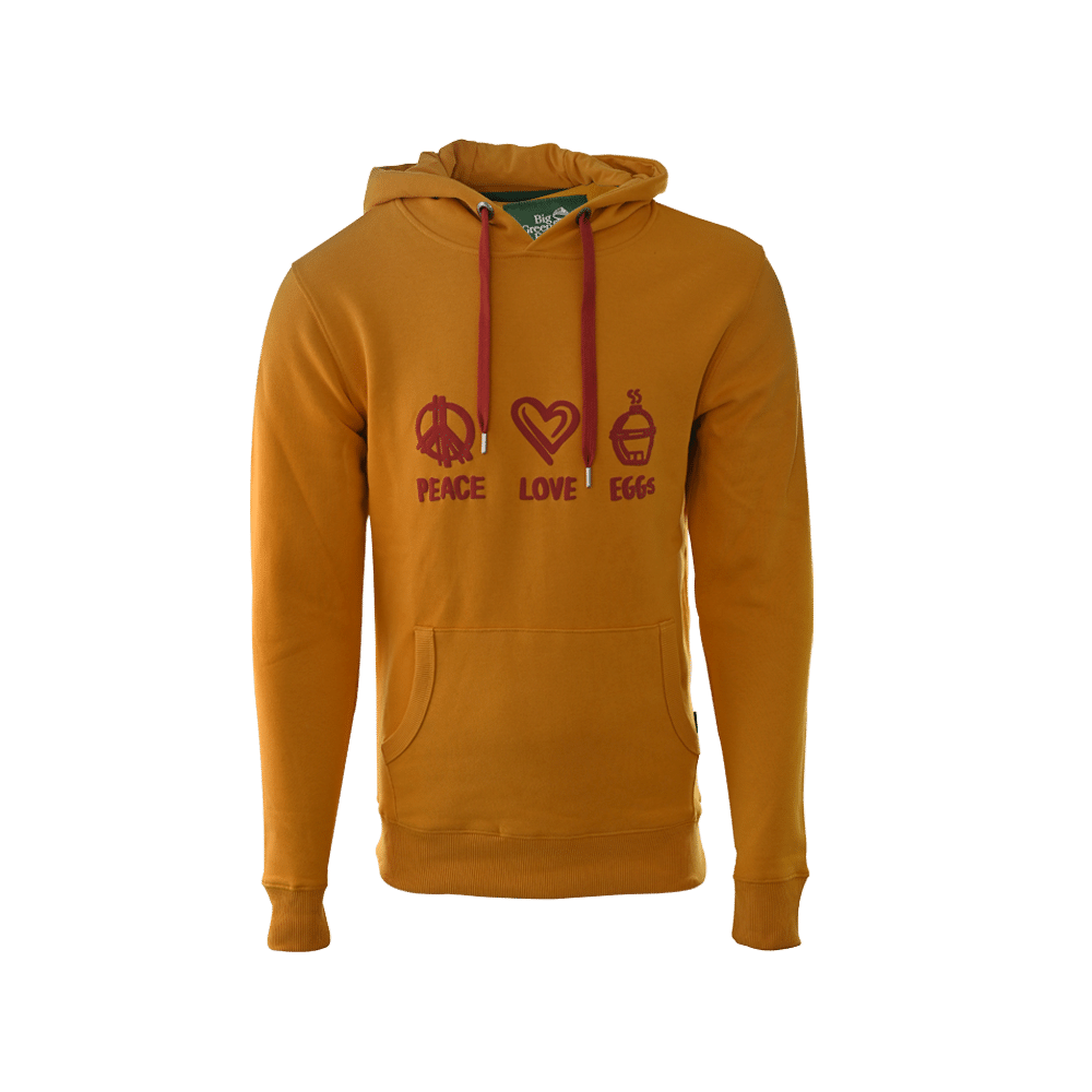 Hoodie Ockergelb/Bordeaux - Peace, Love, EGGs