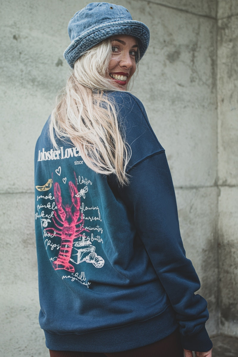 Oversized jumper sweater - Blau - "Lobster Lovers"