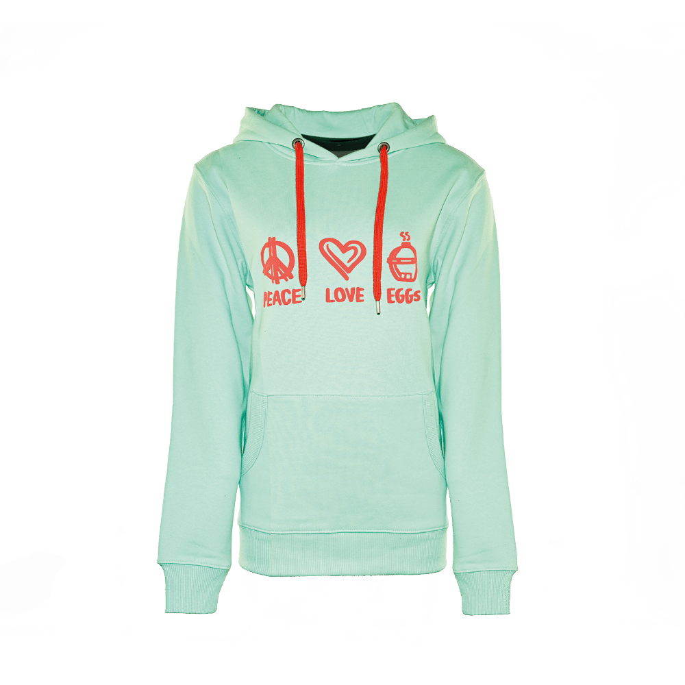 Hoodie Mint/Coral "Peace, Love, EGGs"
