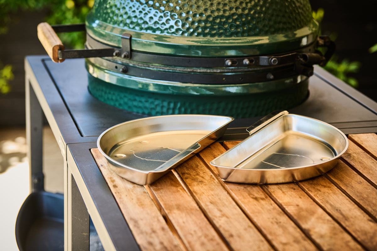 Big Green Egg Edelstahl Fettauffangschalen-Set
