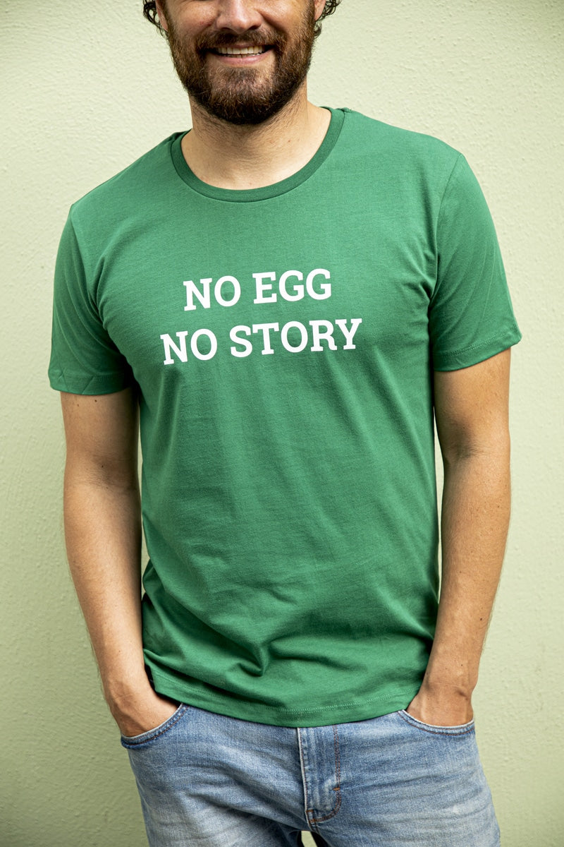 Grünes T-Shirt "No Egg No Story"