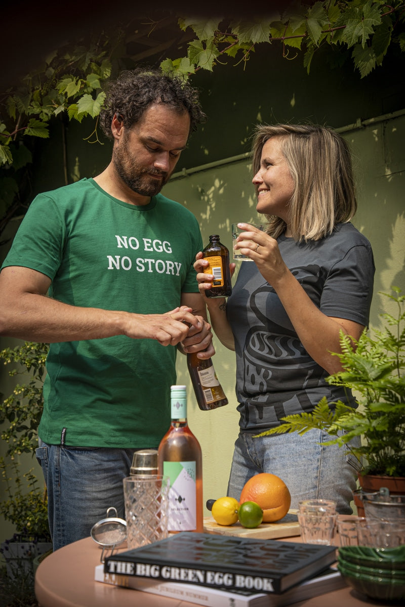 Grünes T-Shirt "No Egg No Story"