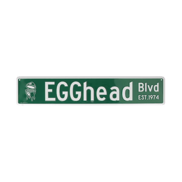 665719124234 Stamped Aluminium EGGhead Street Sign Big Green EGG