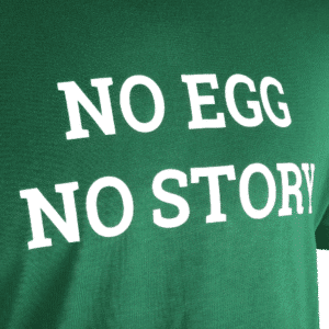Grünes T-Shirt "No Egg No Story" – Bild 5