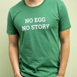 Grünes T-Shirt "No Egg No Story" – Bild 6